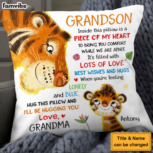 Personalized Gift For Grandson Tiger Hug This Pillow