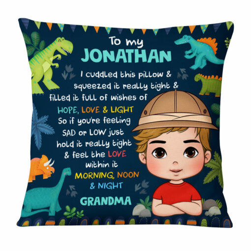 Personalized Gift For Grandson To My Grandson Dinosaur Theme Kid Pillow