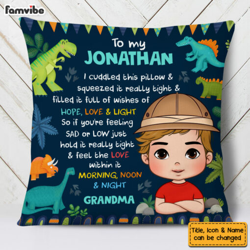 Personalized Gift For Grandson To My Grandson Dinosaur Theme Kid Pillow