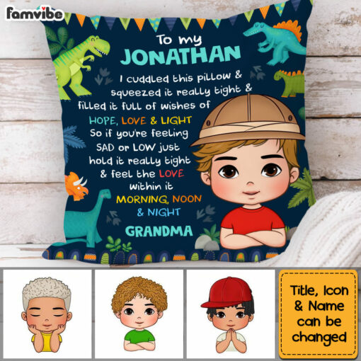 Personalized Gift For Grandson To My Grandson Dinosaur Theme Kid Pillow