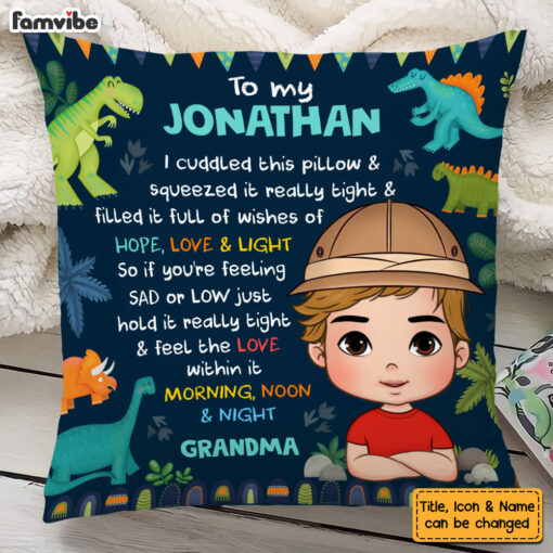 Personalized Gift For Grandson To My Grandson Dinosaur Theme Kid Pillow