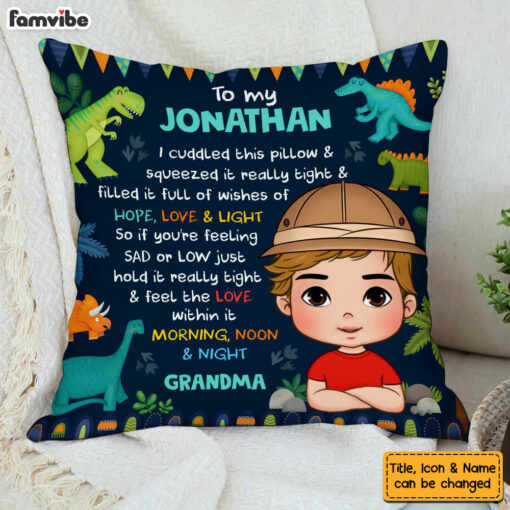 Personalized Gift For Grandson To My Grandson Dinosaur Theme Kid Pillow