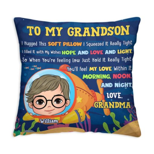 Personalized Gift For Grandson To My Grandson Submarine Ocean Theme Pillow