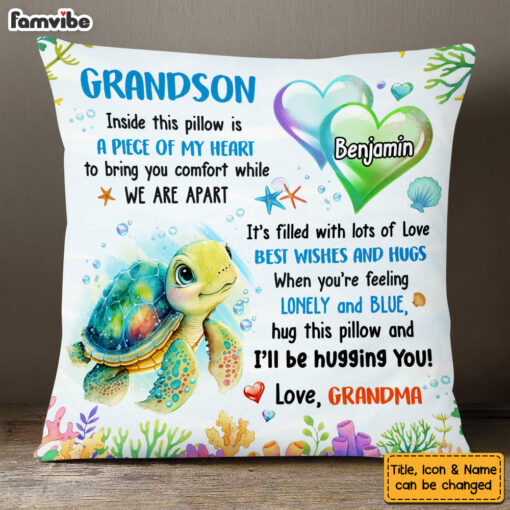 Personalized Gift For Grandson Turtle Inside This Pillow