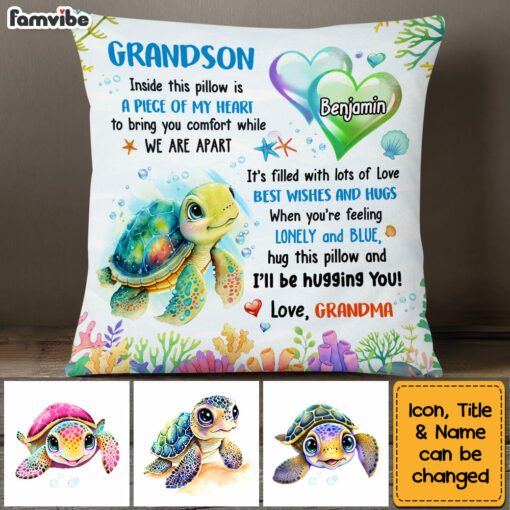 Personalized Gift For Grandson Turtle Inside This Pillow