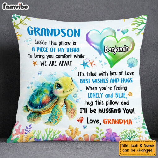 Personalized Gift For Grandson Turtle Inside This Pillow