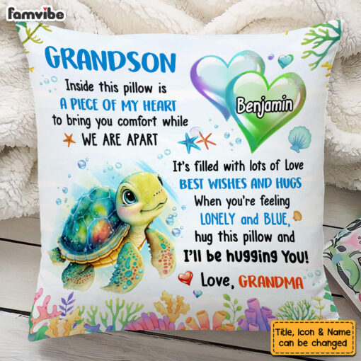 Personalized Gift For Grandson Turtle Inside This Pillow