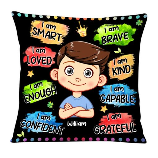 Personalized Gift For Grandson Watercolor Affirmation Pillow