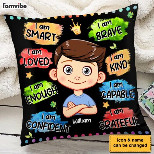 Personalized Gift For Grandson Watercolor Affirmation Pillow