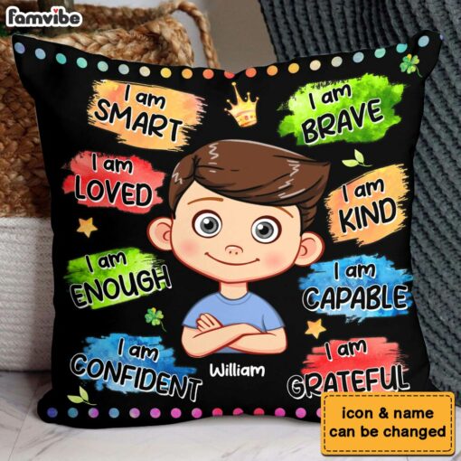 Personalized Gift For Grandson Watercolor Affirmation Pillow