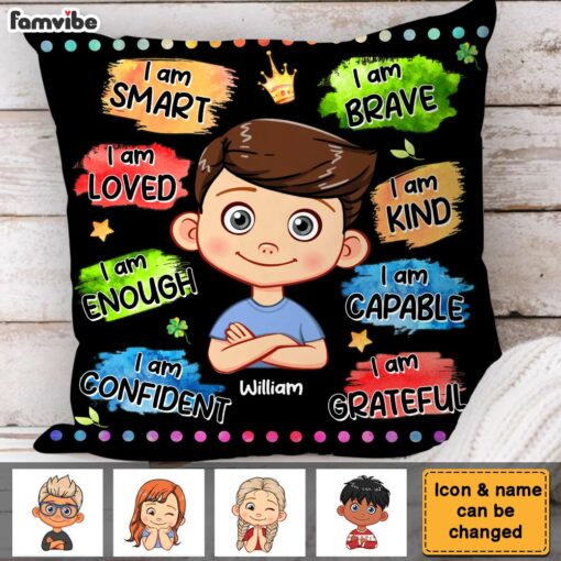 Personalized Gift For Grandson Watercolor Affirmation Pillow