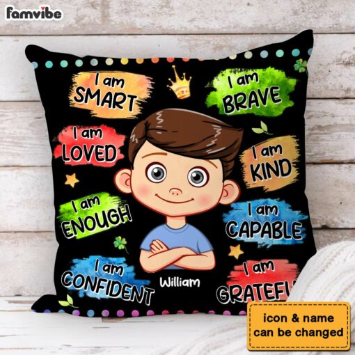 Personalized Gift For Grandson Watercolor Affirmation Pillow