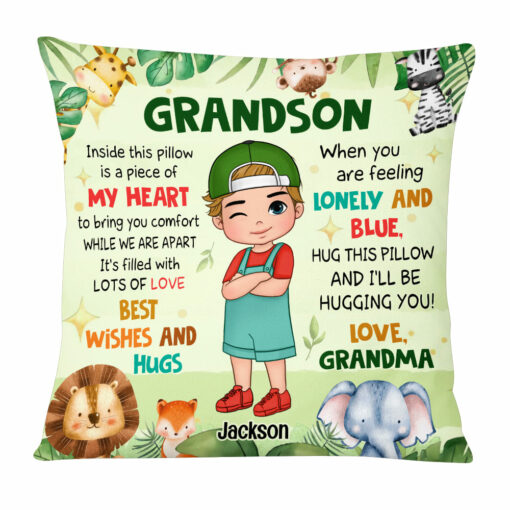 Personalized Gift For Grandson Woodland Animals Hug This Pillow