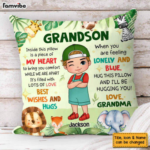 Personalized Gift For Grandson Woodland Animals Hug This Pillow