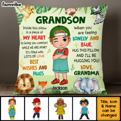 Personalized Gift For Grandson Woodland Animals Hug This Pillow