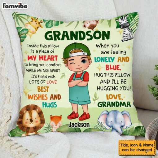 Personalized Gift For Grandson Woodland Animals Hug This Pillow