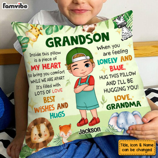 Personalized Gift For Grandson Woodland Animals Hug This Pillow