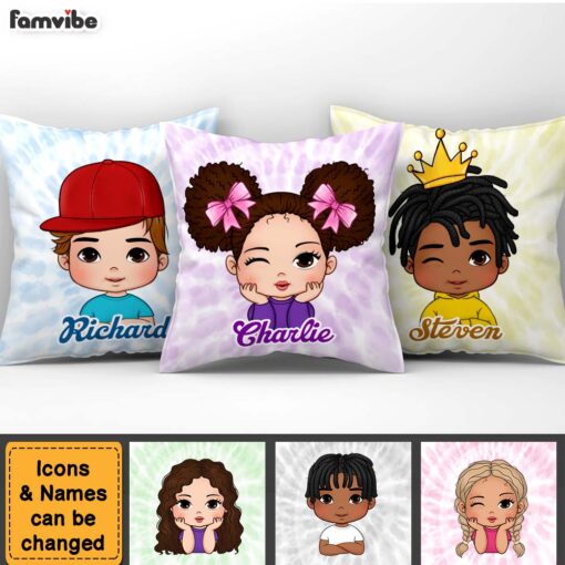 Personalized Gift For Kids Colorful Tie Dye Pillow