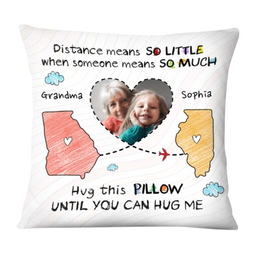 Personalized Gift For Long Distance Granddaughter Photo Hug This Pillow