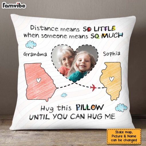 Personalized Gift For Long Distance Granddaughter Photo Hug This Pillow