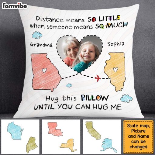 Personalized Gift For Long Distance Granddaughter Photo Hug This Pillow