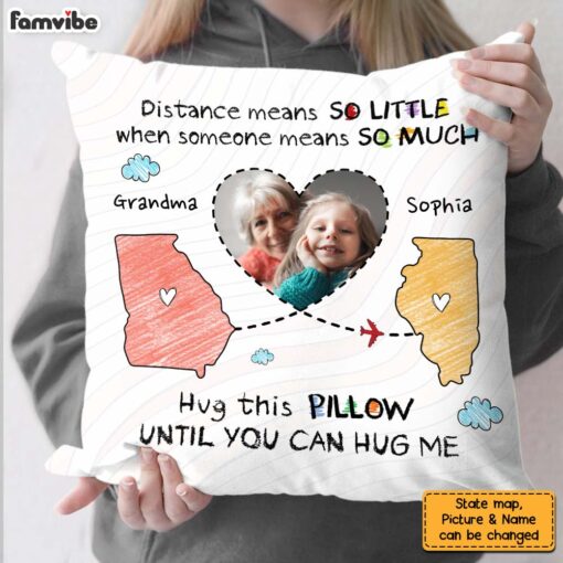 Personalized Gift For Long Distance Granddaughter Photo Hug This Pillow