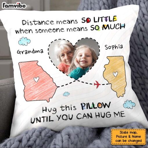 Personalized Gift For Long Distance Granddaughter Photo Hug This Pillow