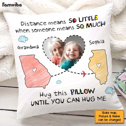 Personalized Gift For Long Distance Granddaughter Photo Hug This Pillow