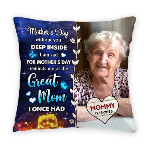 Personalized Gift For Lost Mom Memorial Photo Upload Pillow