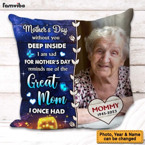 Personalized Gift For Lost Mom Memorial Photo Upload Pillow