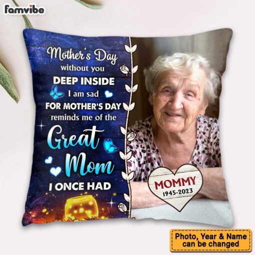 Personalized Gift For Lost Mom Memorial Photo Upload Pillow