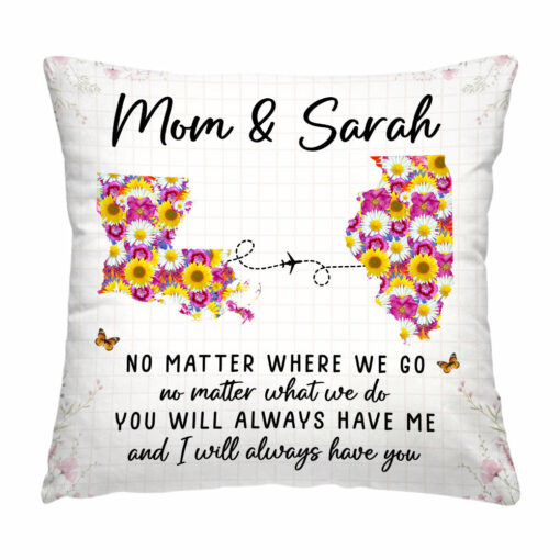 Personalized Gift For Mom Daughter Long Distance Floral Pillow