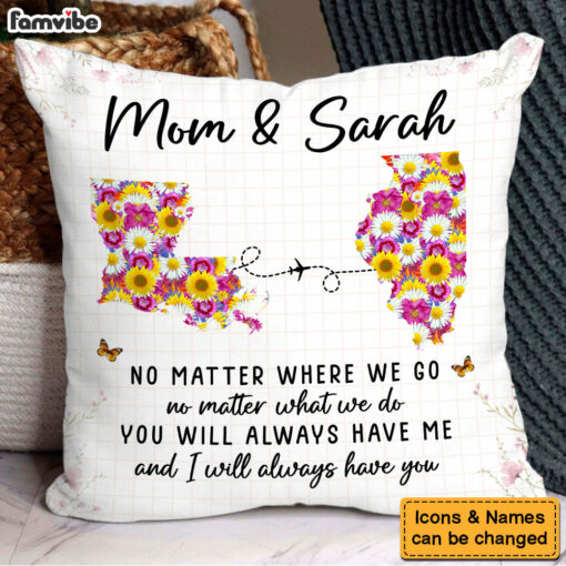 Personalized Gift For Mom Daughter Long Distance Floral Pillow