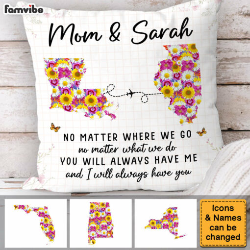 Personalized Gift For Mom Daughter Long Distance Floral Pillow