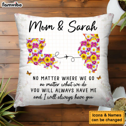 Personalized Gift For Mom Daughter Long Distance Floral Pillow