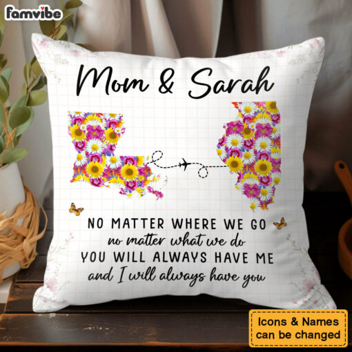 Personalized Gift For Mom Daughter Long Distance Floral Pillow