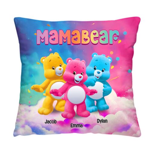 Personalized Gift For Mom Grandma Bear Colorful Pillow