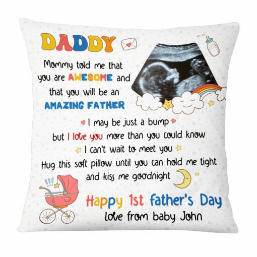 Personalized Gift For New Daddy I Can’t Wait To Meet You Pillow