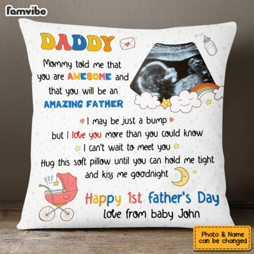 Personalized Gift For New Daddy I Can’t Wait To Meet You Pillow