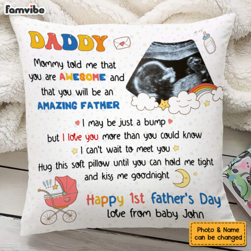 Personalized Gift For New Daddy I Can’t Wait To Meet You Pillow