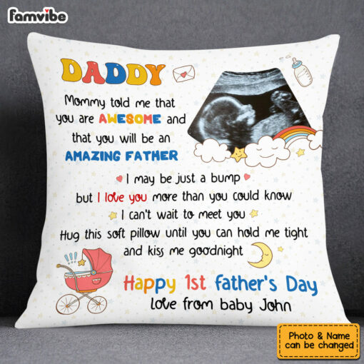 Personalized Gift For New Daddy I Can’t Wait To Meet You Pillow