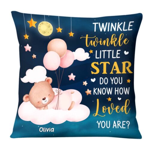 Personalized Gift For Newborn Baby Bear Twinkle Twinkle Little Star Pillow