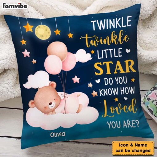 Personalized Gift For Newborn Baby Bear Twinkle Twinkle Little Star Pillow