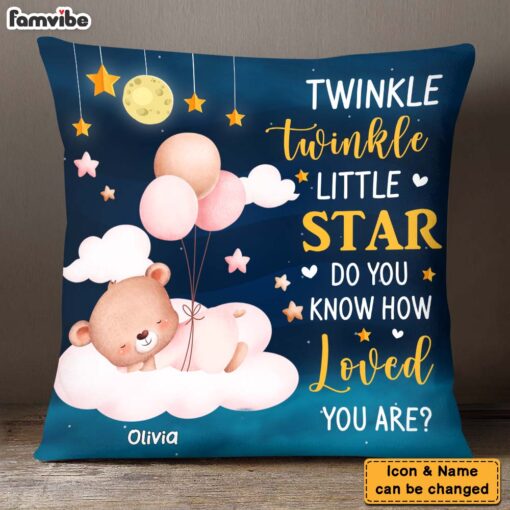 Personalized Gift For Newborn Baby Bear Twinkle Twinkle Little Star Pillow