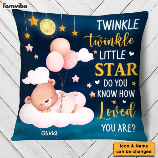 Personalized Gift For Newborn Baby Bear Twinkle Twinkle Little Star Pillow