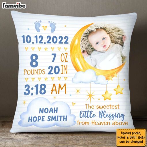 Personalized Gift For Newborn Baby Birth Announcement Pillow