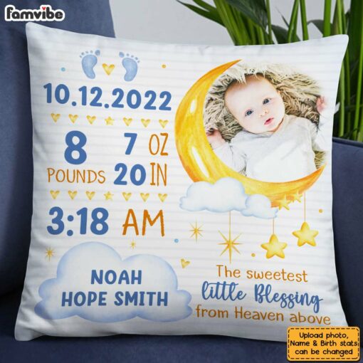 Personalized Gift For Newborn Baby Birth Announcement Pillow