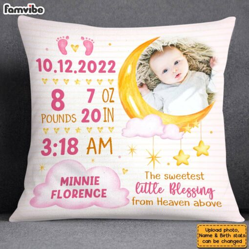 Personalized Gift For Newborn Baby Birth Announcement Pillow