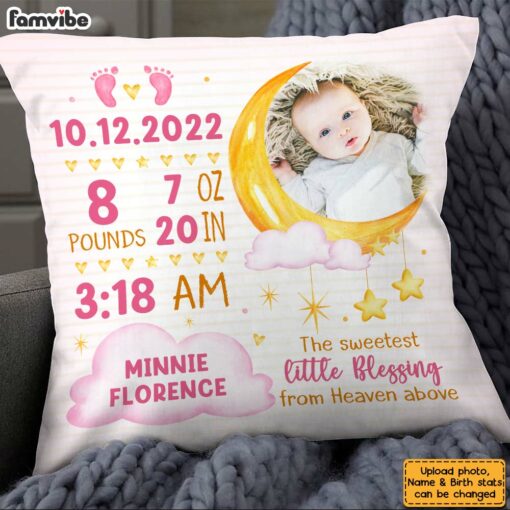 Personalized Gift For Newborn Baby Birth Announcement Pillow