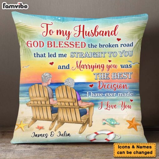 Personalized Gift For Old Couple God Blessed The Broken Road That Led Me Straight To You Pillow